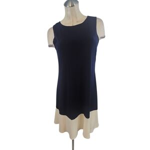 Annalee & Hope Size M Sleeveless Navy and Cream Sleeveless Dress